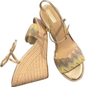 Copper Key Wedge Sandals Chevron Ankle Strap Ladies Size 10